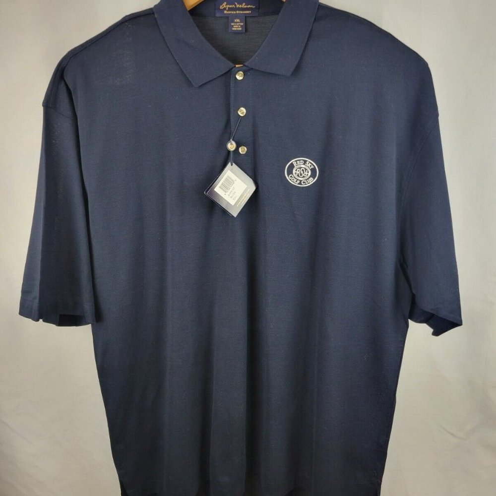 Byron Nelson XXL Polo Shirt Red Sky Golf Club Blues 2X NWT 11 Straight Blue